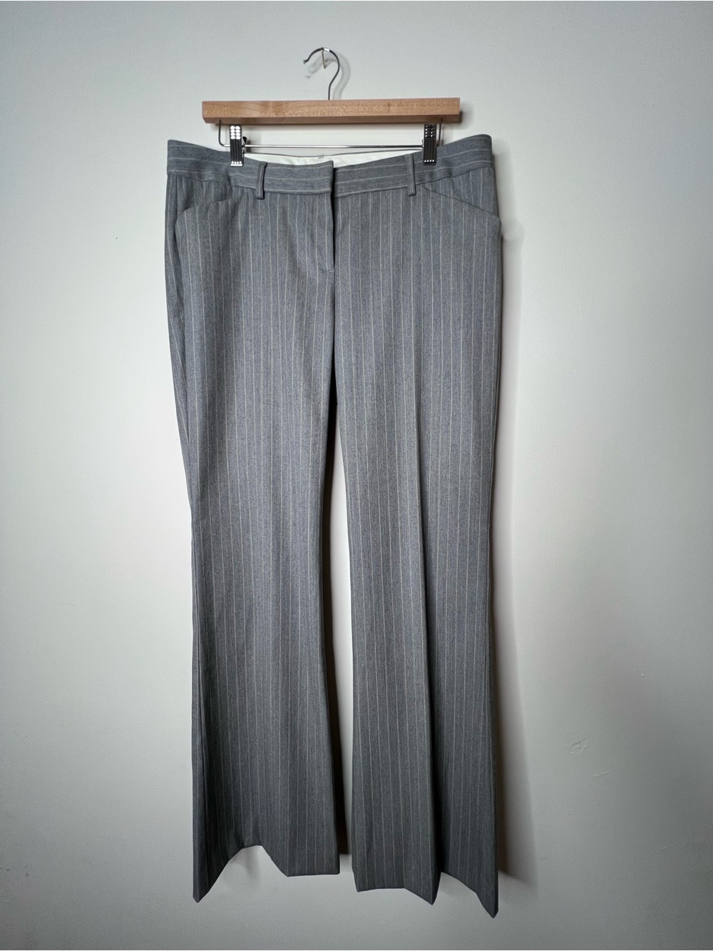 Theory Gray Pinstripe Boot Cut Pants